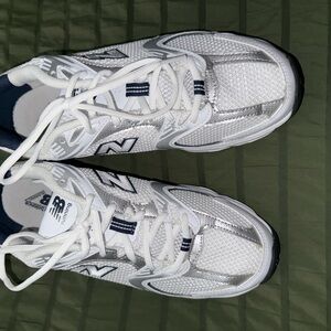 New Balance White and Gray Athletic Sneakers